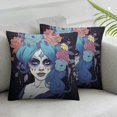 thumbnail image 3 of Acheng Sugar Skull Day of The Dead Dia de Los Muertos Art Throw Pillow Covers,Set of 2, Multicolor 24x24in, 3 of 7
