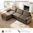 thumbnail image 6 of Ktaxon 120" W Sectional Sofa L Shaped Couch with Chaise Living Room Sleeper Set, 4 Seats with Chenille and Double Layer Cushions Light Brown, 6 of 16