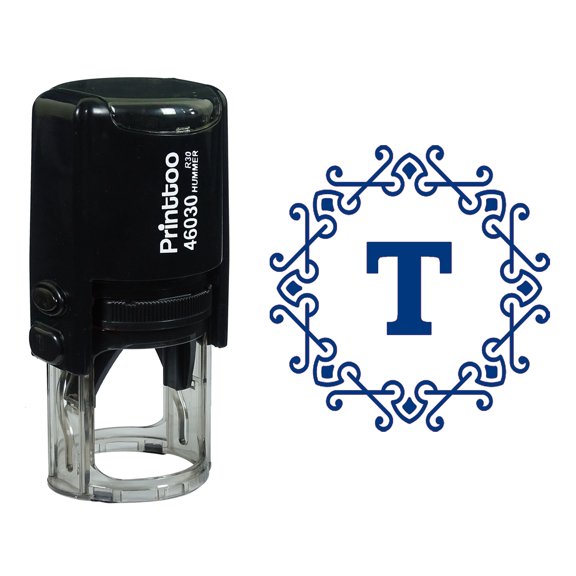 Printtoo Alphabet T Monogram Octagon Celtic Swirl Frame Self Inking Rubber Stamp Office Stationary