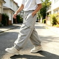 thumbnail image 6 of Falkdiz Cargo Pants for Boys Outdoor Loose Pockets Wide Leg Pantalones Open Bottom Trendy Relaxed fit Elastic Waist Boys Trousers, Gray, Size: 7-8 Years, 6 of 7