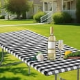 thumbnail image 3 of TUSANG 30x72inch Rectangle Cloth Elastic Vinyl Tablecloth for 6 FT Tables Flannel Buffalo Plaid Table for Dining Camping Outdoor,Black and White., 3 of 4