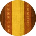 thumbnail image 1 of Ahgly Company Machine Washable Indoor Round Abstract Yellow Modern Area Rugs, 3' Round, 1 of 4