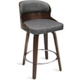 thumbnail image 7 of Dycanpo 26”Bar Stools Swivel, Walnut Counter Height Bar Stools for Home Bar, Grey, 7 of 7