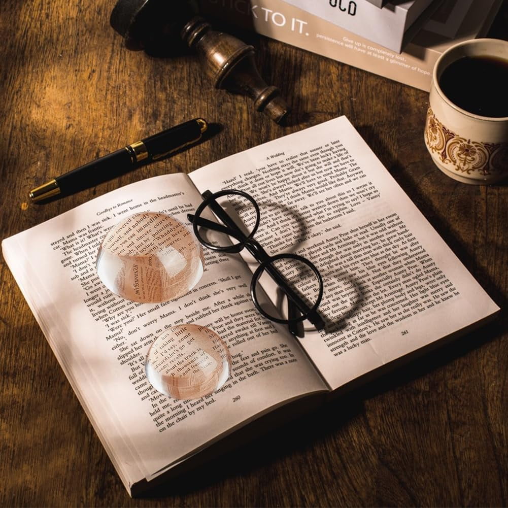2 Pcs 2 Styles Dome Magnifier Paperweight Glass Magnifying Half Ball Lens for Home Office Dispalay Decorations Reading 57x26mm/77x36mm for DIY