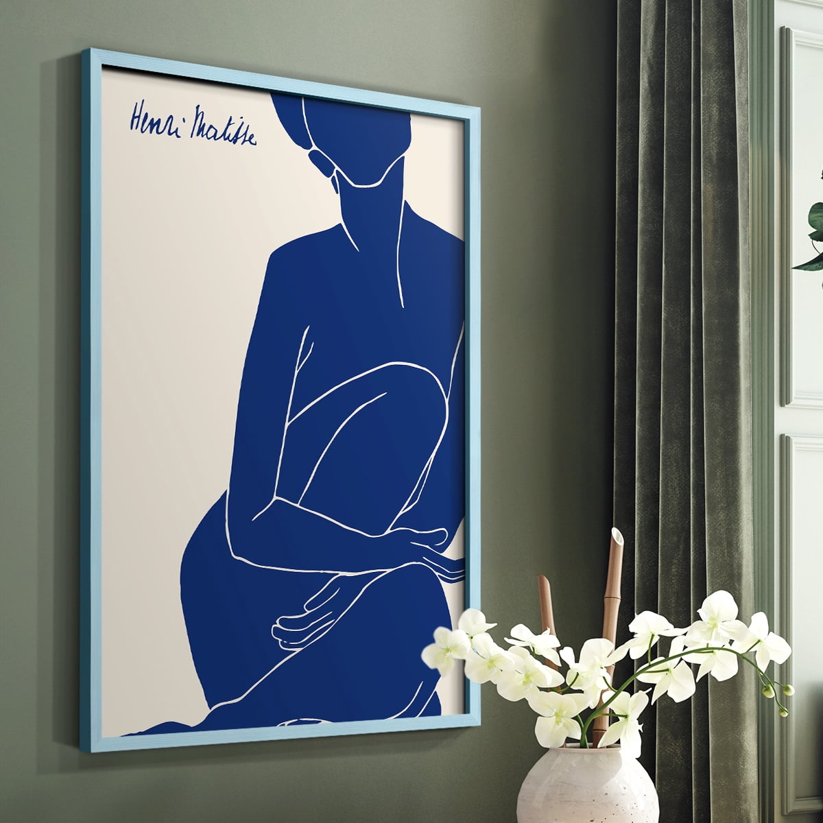 Matisse DI Framed Print in Blue Solid Wood Framed Print No Nail Hanging
