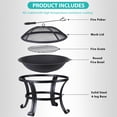 thumbnail image 6 of WDZS22 Inches Portable Fire Pit Outdoor Wood Burning Steel Lightweight BBQ Grill Firepit Bowl with Log Grate&Poker for Outside Patio Campfire Bonfire Backyard, 6 of 9