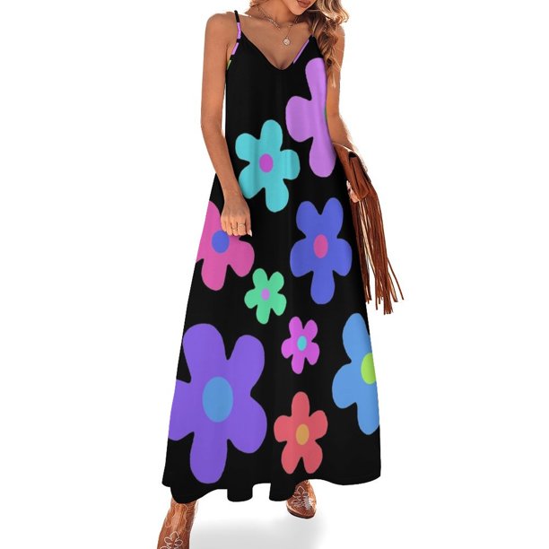 Vestido sin mangas con estampado floral inspirado en los años 70, ropa de mujer coreana, vestido largo elegante para mujer