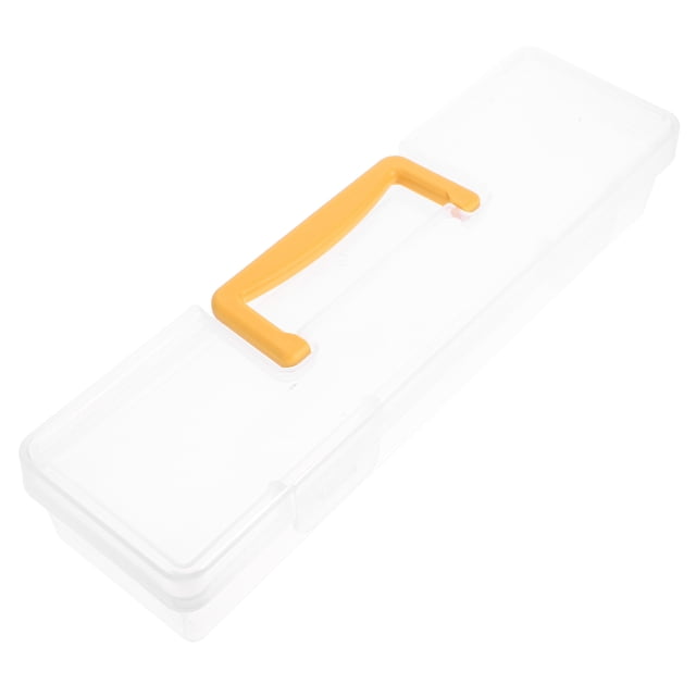 Caja organizadora transparente con asa, multifuncional, de plástico, para guardar herramientas, pinceles, reglas, tornillos y piezas pequeñas.