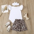 thumbnail image 2 of Dooleck Mamas Bestie Baby Girl Clothes Infant Ruffle Bodysuit Leopard Shorts Outfit, 2 of 8