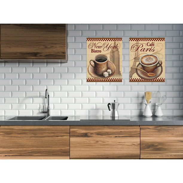 Gango Home Decor Ny Bistro And Cafe Paris Coffee Kitchen Wall Art Two Beige 11x14in Unframed Paper Prints Walmart Com Walmart Com