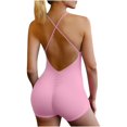 thumbnail image 6 of MVRLSH Shapewear Tummy Control Sleeveless V Back Backless Stretchy Workout Yoga One Piece Jumpsuit Body Shaper Shorts for Women Pink - XL, 6 of 7