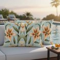 thumbnail image 4 of Lily Floral Outdoor Waterproof Pillow Covers, Spring Flowers Summer Watercolor Leaf Decorative Rectangle Throw Pillowcase Sofa Cushion Sham for Patio/Couch/Chair, 20"x12" 2 Pack, 4 of 8
