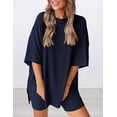 thumbnail image 3 of PRETTYGARDEN Women's Two Piece Lounge Set Summer Casual Oversized Shirts Biker Shorts Matching Airport Travel Outfit, 3 of 7