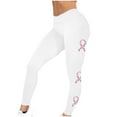 thumbnail image 2 of Breast Cancer Print Pants for Women Awareness Pink Ribbon Print Soft Trousers High Waist Workout Tights Yoga Leggings,White 8,M, 2 of 5
