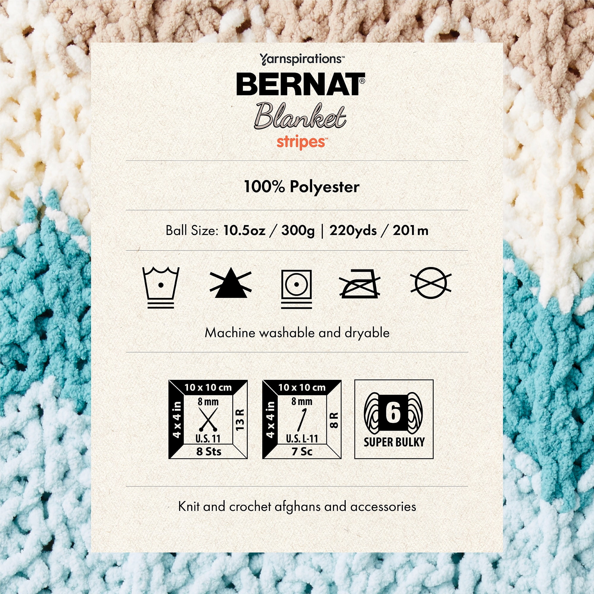 Bernat® Blanket Brights™ #6 Super Bulky Polyester Yarn, Neon Mix  10.5oz/300g, 220 Yards (4 Pack)