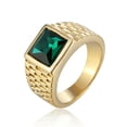 thumbnail image 3 of QQTDFG Gold Plated Stainless Steel Blue Stone Ring for Men Women Wedding Gift Size 7-11-Green-9, 3 of 9