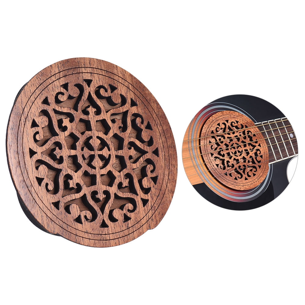 Guitar Wooden Soundhole Sound Hole Cover Block Feedback Buffer Mahogany Wood for EQ Acoustic