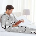 thumbnail image 6 of Naloa Pandas Men’s Pajamas Set - Long Sleeve Button Down Sleep Shirt and Pajama Bottoms Sleepwear Set-Medium, 6 of 7