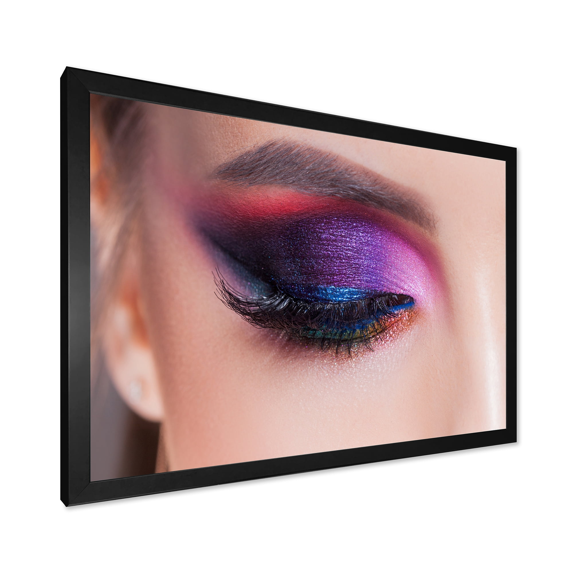 Designart 'Bright Eye Makeup In Luxurious Blue And Pink Shades' Modern Framed Art Print