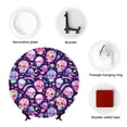 thumbnail image 4 of Daiia Skull mushroom colorful cute Printed Pattern Ceramic Plate Dinner Plates Bone China Decorative Plates with Display Stand Art Ceramic Ornaments for Wall Hanging Decoration-10in, 4 of 6