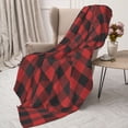 thumbnail image 3 of Disketp Red Black Plaid Cozy Flannel Fleece Throw Blanket: Has a velvety texture for All Seasons - Perfect for Women, Men, & Kids"40"x30", 3 of 6