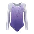 thumbnail image 6 of Ruyang Kids Gymnastics Dance Leotard Sets Girls Long Sleeve Gradient Ballet One‑Piece Shiny Performance Tulle Skirt 5-12 Years, 6 of 8