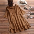 thumbnail image 2 of Gibobby Playera&nbsp;Moda Blusa informal larga suelta con flores, camisa de manga con botones estampados, blusa para mujer con cuello redondo（Anaranjado， XXL), 2 of 3