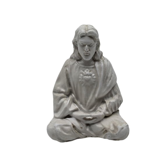 Jesus Statue Meditation Figurine Resin Sculpture Hand Painted for Living Room Christmas Shelf Decor