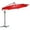 Red, variant on Outsunny Cantilever Patio Offset Umbrella w/ Solar Lights, Base, Beige