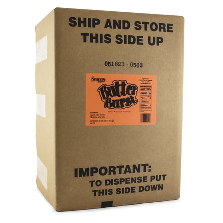 Snappy Butter Burst Popcorn Oil, Movie Theater Popcorn Oil, Bag-N-Box, 35 lbs