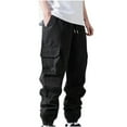 thumbnail image 1 of Puntoco Pantalones cargo para hombre, de estilo informal, lisos, con múltiples bolsillos, para exteriores, de tipo recto, para hacer ejercicio, 1 of 5