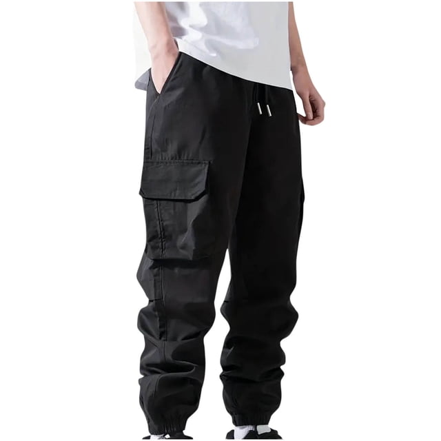 Puntoco Pantalones cargo para hombre, de estilo informal, lisos, con múltiples bolsillos, para exteriores, de tipo recto, para hacer ejercicio