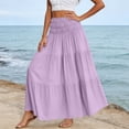 thumbnail image 4 of Women's Summer Casual Elegant Smock Layered Tiered Maxi Skirt High Waisted A Line Flowy Long Skirts with Pockets Purple, 4 of 5