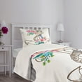 thumbnail image 3 of Ambesonne Anchor Quilted Bedspread Set 2 Pcs, Spring Blossoms Feathers, Twin Size, Brown Pale Pink, 3 of 5