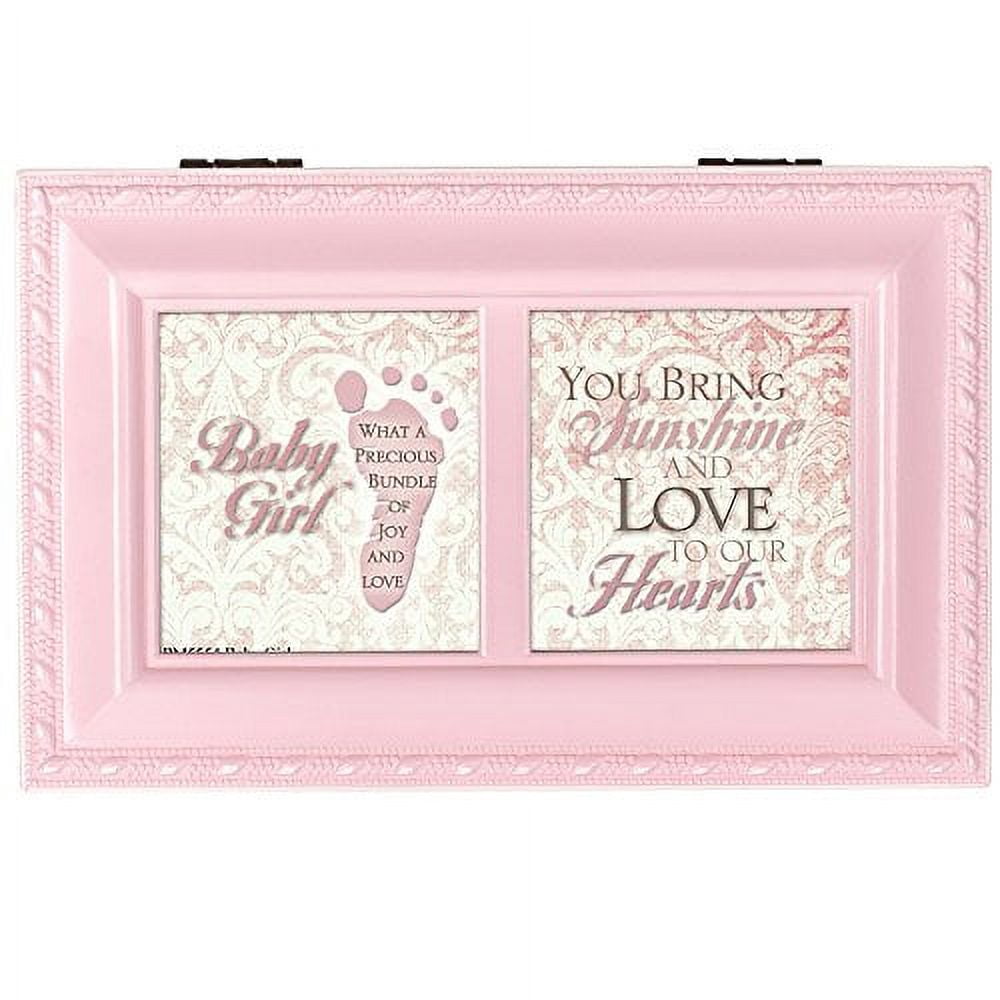 Cottage Garden Baby Girl Distressed Pink Petite Music Jewelry Box Plays Brahms's Lullaby