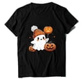 thumbnail image 6 of Halloween Pumpkin Face Graphic T-Shirt Womens Short Sleeve Round Neck Casual Comfy Tops Tees Shirt Fall Pumpkin Shirts Womens Casual Autumn Thanksgiving Graphic Tees Party, Black S, 6 of 6