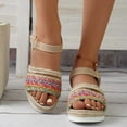 thumbnail image 2 of Xfvqtps Wedges for Women Flatform Ankle Adjustable Buckle Strap Colorful Flax Straps Open Toe Non Slip Lightweight Summer Casual Espadrilles Khaki, 2 of 6