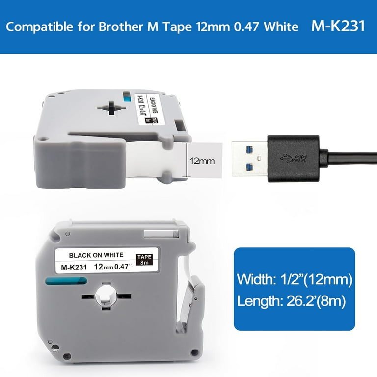 Etichette Adesive 12mm Nastro Etichette Brother TZe-231 12mm Nero Su Bianco - Compatibile Con Stampanti P-Touch Nastro Brother Pt-h107 - Foto 8