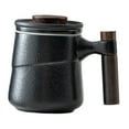thumbnail image 1 of Taza de cerámica Sunnimix con tapa y Colador para té suelto color negro, 1 of 8