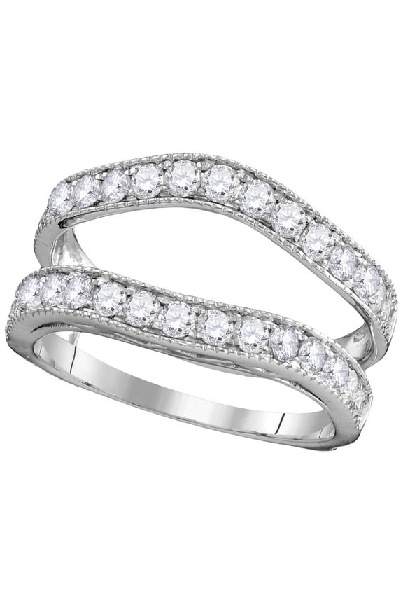 14kt White Gold Womens Round Diamond Ring Guard Wrap Solitaire Enhancer 1.00 Cttw