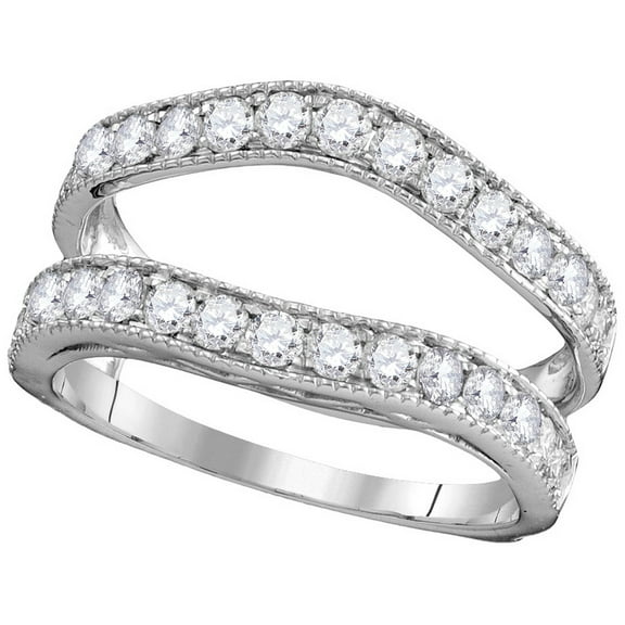 14kt White Gold Womens Round Diamond Ring Guard Wrap Solitaire Enhancer 1.00 Cttw