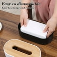 thumbnail image 5 of Plastic Sinking Type Wooden Cover Tissue Box, Floating Cover Paper Towel Holder, Black White, 8.74x4.72x2.36in, Automatic Lifting & Stylish for Living Room, 5 of 6