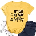 thumbnail image 4 of JAKANYQ T-Shirts pour Femmes Mode Décontractée Imprimé Lettres Col Rond Manches Courtes T-Shirt Tendance, 4 of 4