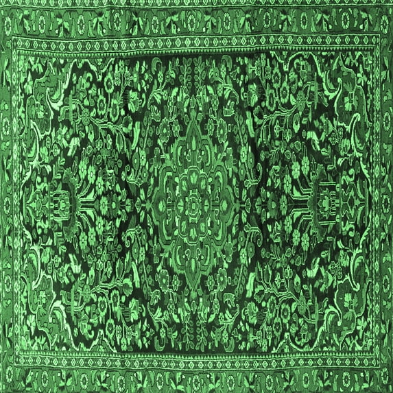 Ahgly Company Indoor Square Persian Emerald Green Traditional Area Rugs, 7' Square