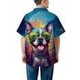 thumbnail image 5 of Hippie Boston Terrier Portrait oil painting Watercolor Tie-dye Vintage Hawaiian Shirt Breathable Summer Unisex Merch Gentleman Dog Lover Gifts - 00015, 5 of 6