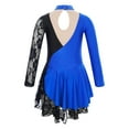 thumbnail image 4 of Alvivi Kids Girls Sparkly Rhinestones Lace Splice Figure Ice Skating Ballet Dance Dress Royal Blue 10, 4 of 7