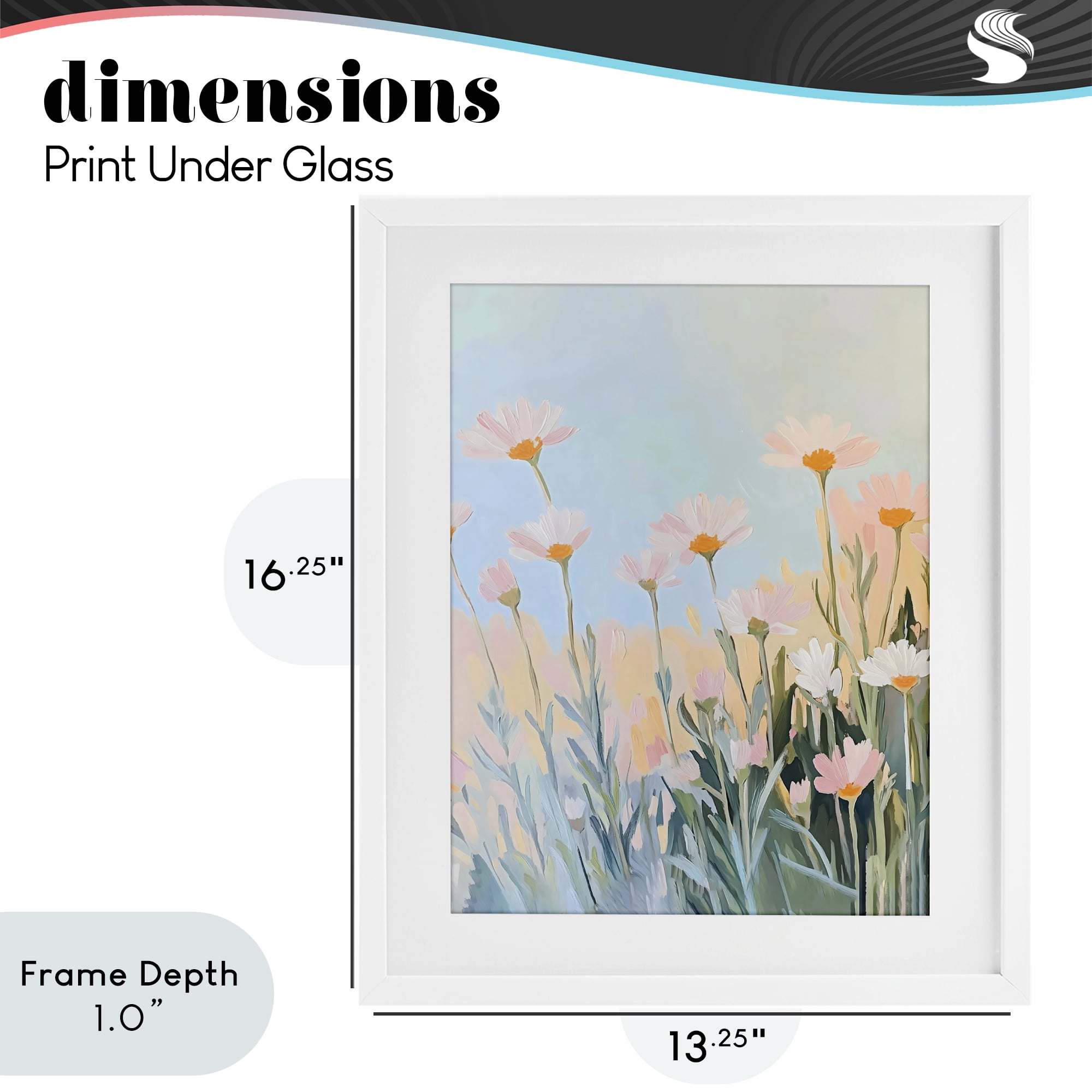 Stupell Industries Pastel Meadow Daisies at Dawn White Framed Print Under Glass, design by The Prints Vibe