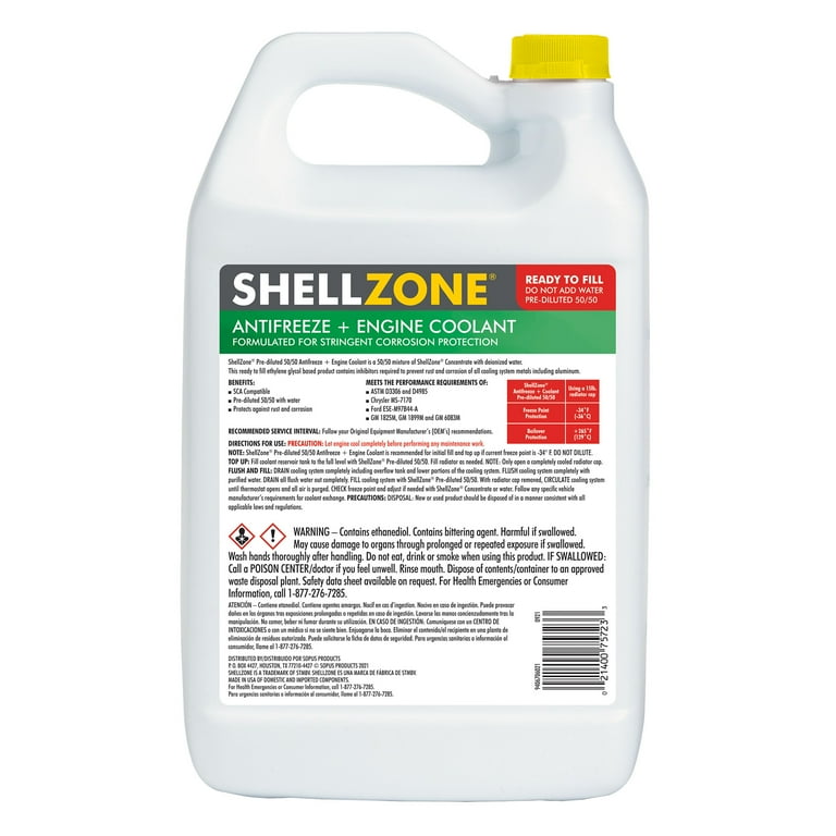 Shellzone, Antifreeze and Engine Coolant, 50/50 Pre-Diluted