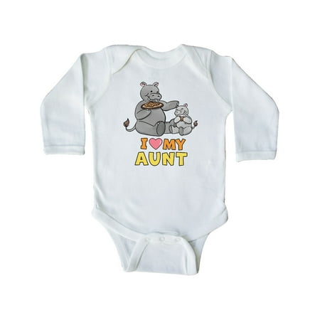 

Inktastic I Love My Aunt Hippos Gift Baby Boy or Baby Girl Long Sleeve Bodysuit