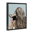 thumbnail image 3 of Stupell Industries Girl with Frenchie Dog Black Framed Floater Canvas Wall Art design by Anna Lischenko, 21 x 17, 3 of 9